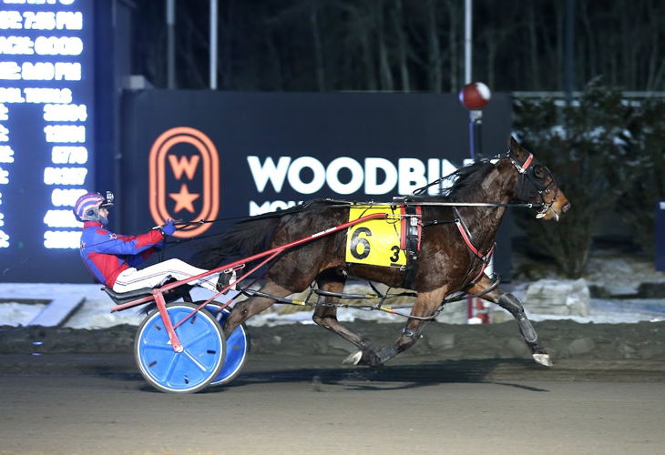 Mach My Kiss and Natasha Day win the 2022 International Women's Day race at Woodbine Mohawk Park. (New Image Media)