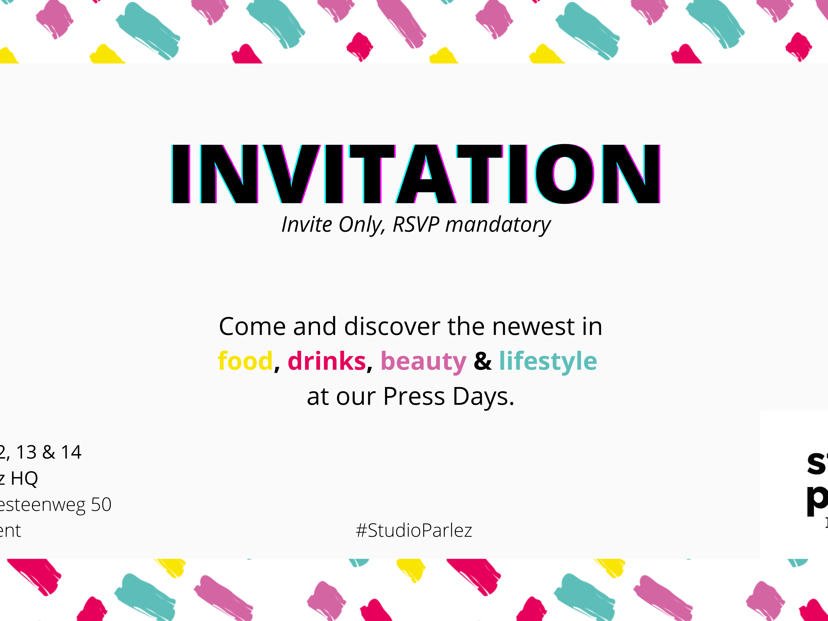 Reminder! You're invited to our Studio Parlez Press Days