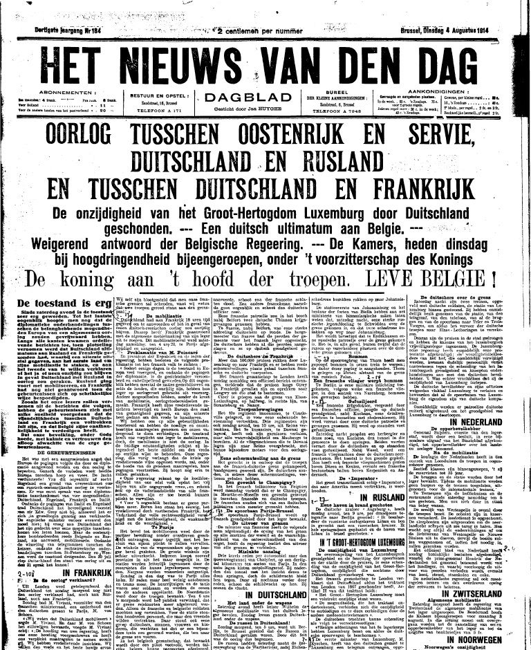 Krant: Het nieuws van den dag (copyright: Koninklijke Bibliotheek van België)