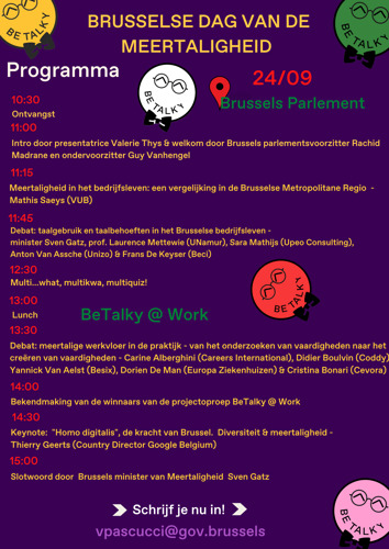 Persuitnodiging: Dag van de Meertaligheid- BeTalky@Work. Over meertaligheid in de Brusselse bedrijven