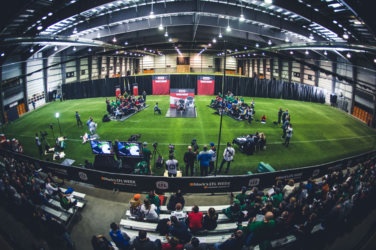 The Bench Press set at the CFL Combine presented by adidas. Photo credit: Johany Jutras/CFL
