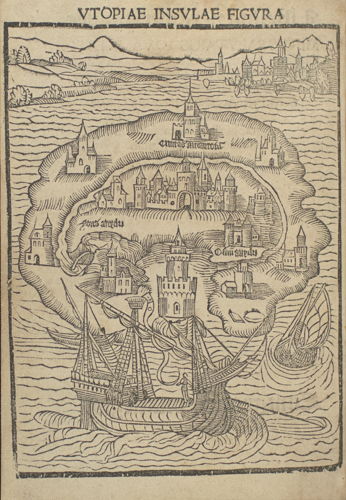 Utopia, Thomas More, Louvain, 1516, Bibliothèque royale de Belgique, Réserve précieuse, INC A 1945, fol. 1v.
