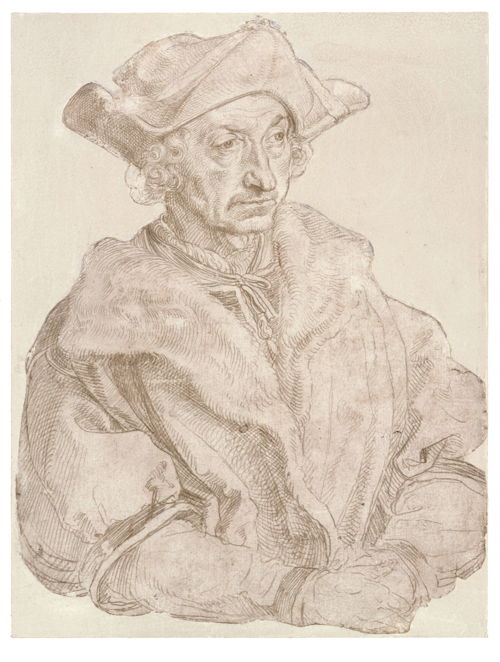 © Albrecht Dürer, Portret van een humanist (Sebastian Brant?), 1520/1521 (?). Berlijn, Staatliche Museen zu Berlin, Kupferstichkabinett.