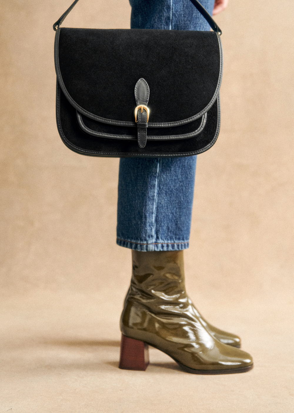 Sézane - Sac Grand ROMEO Noir Bi matiere - 280€