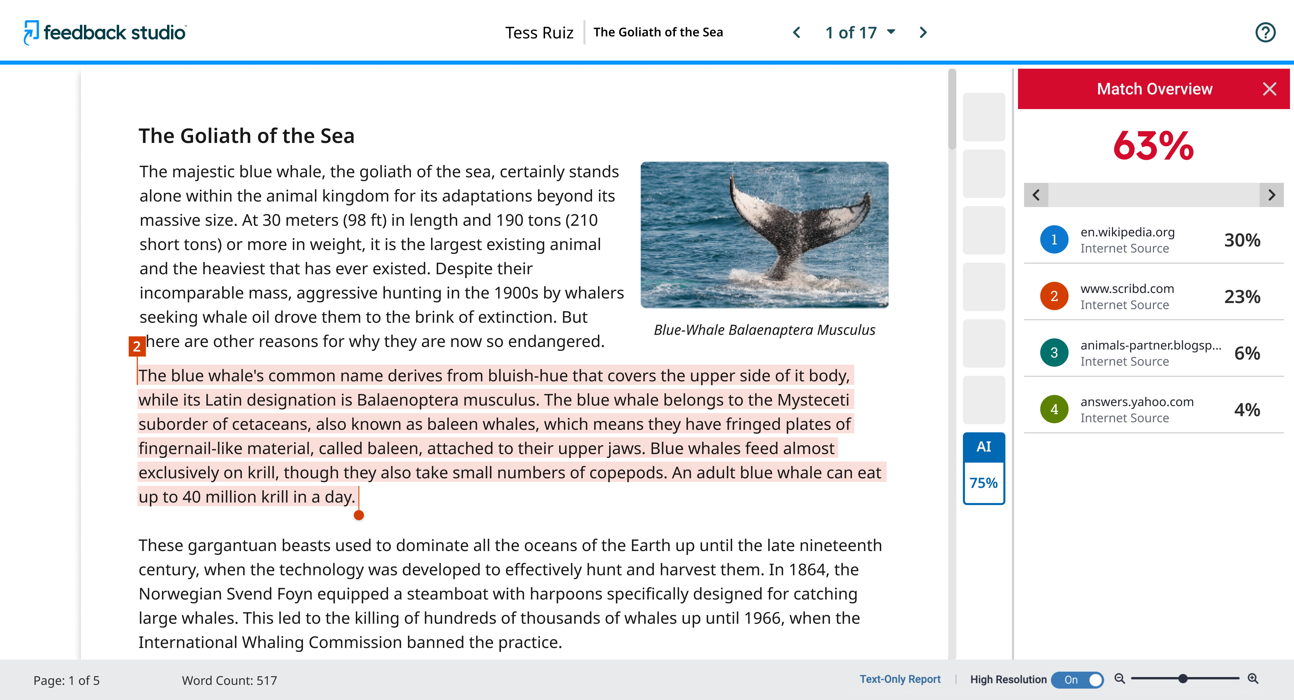 AI writing indicator within the Turnitin Similarity Report AI writing indicator within the Turnitin Similarity Report