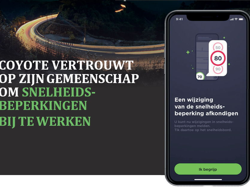 COYOTE VERTROUWT OP ZIJN GEMEENSCHAP OM SNELHEIDS- BEPERKINGEN BIJ TE WERKEN
