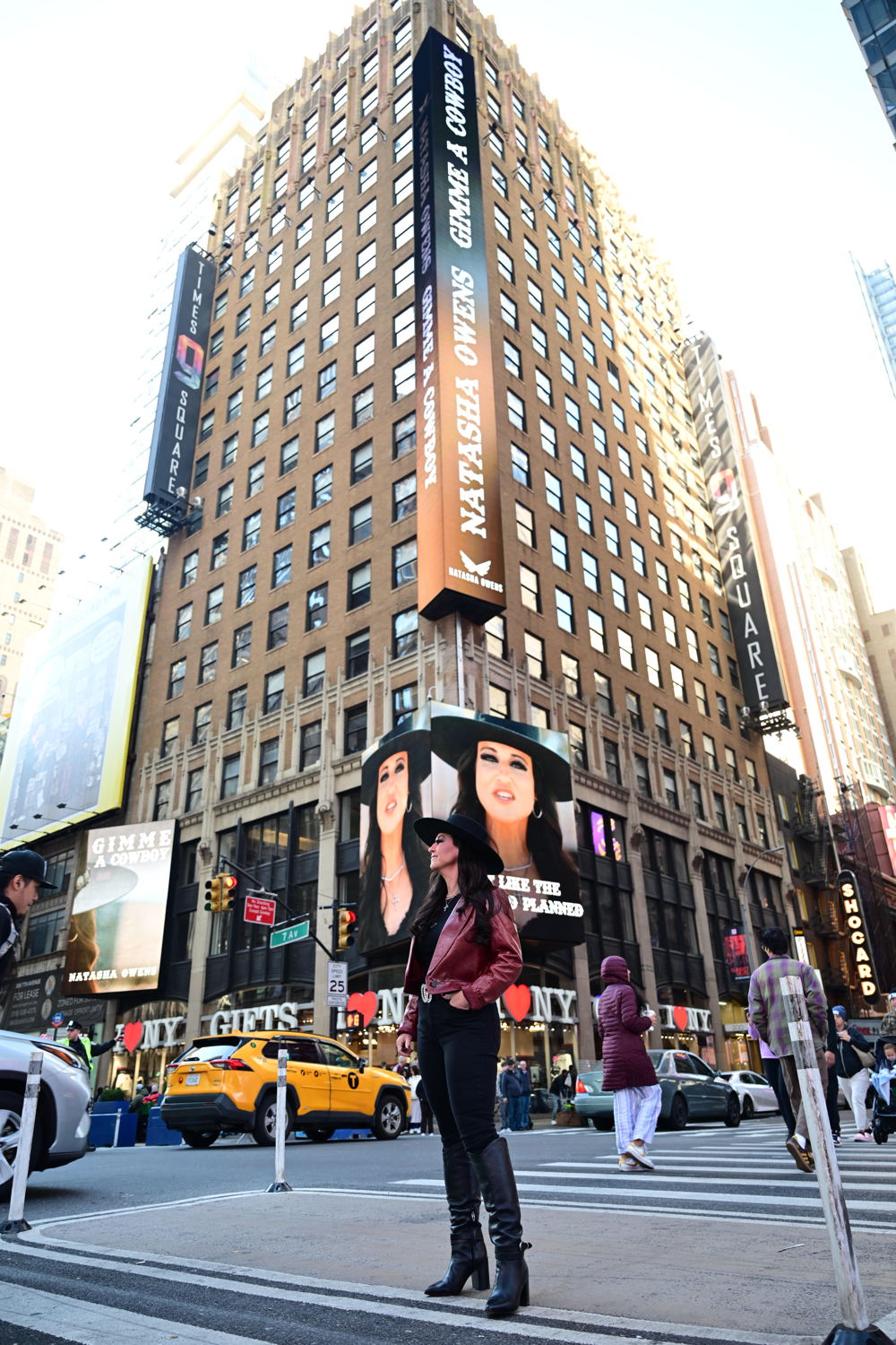 Natasha Owens under her Times Square billboards on October 27, 2024. 