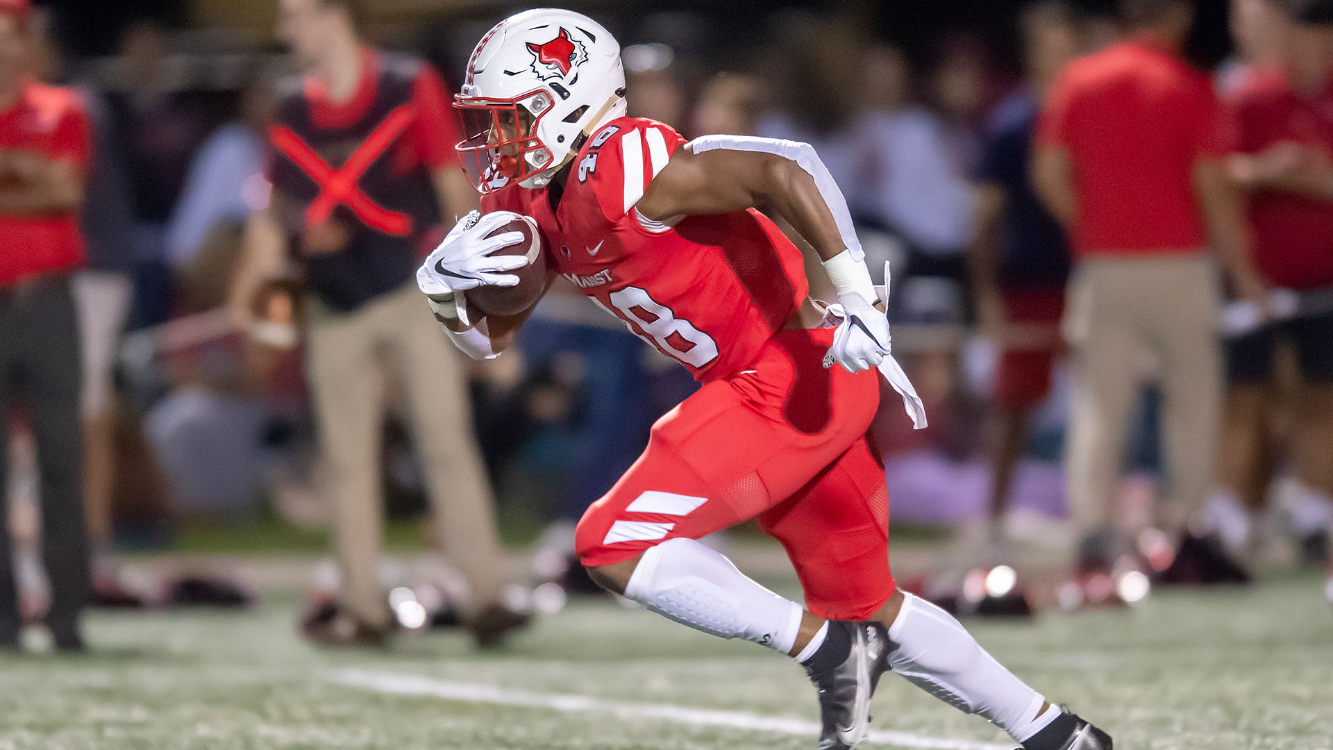 Mekhai Johnson in action for the Red Foxes | ​ Photo Courtesy: Marist College Athletics