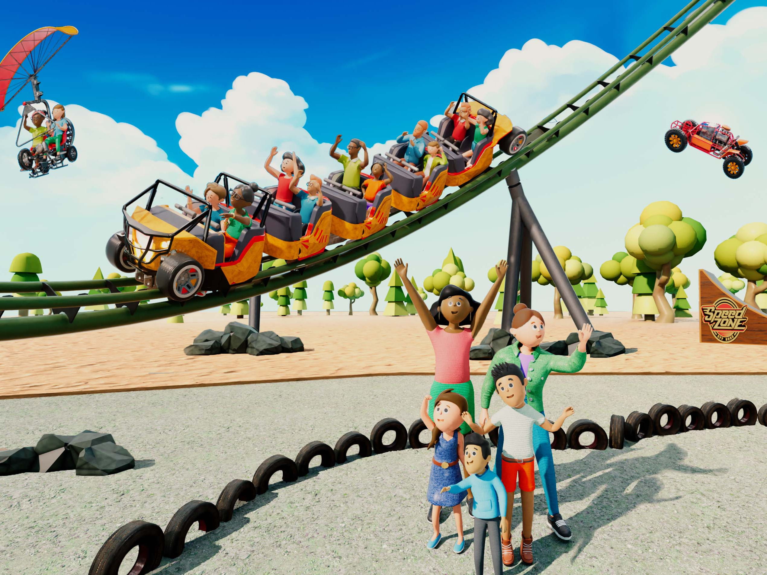 Walibi Holland opent een nieuw familiegebied: Speed Zone - OFF ROAD
