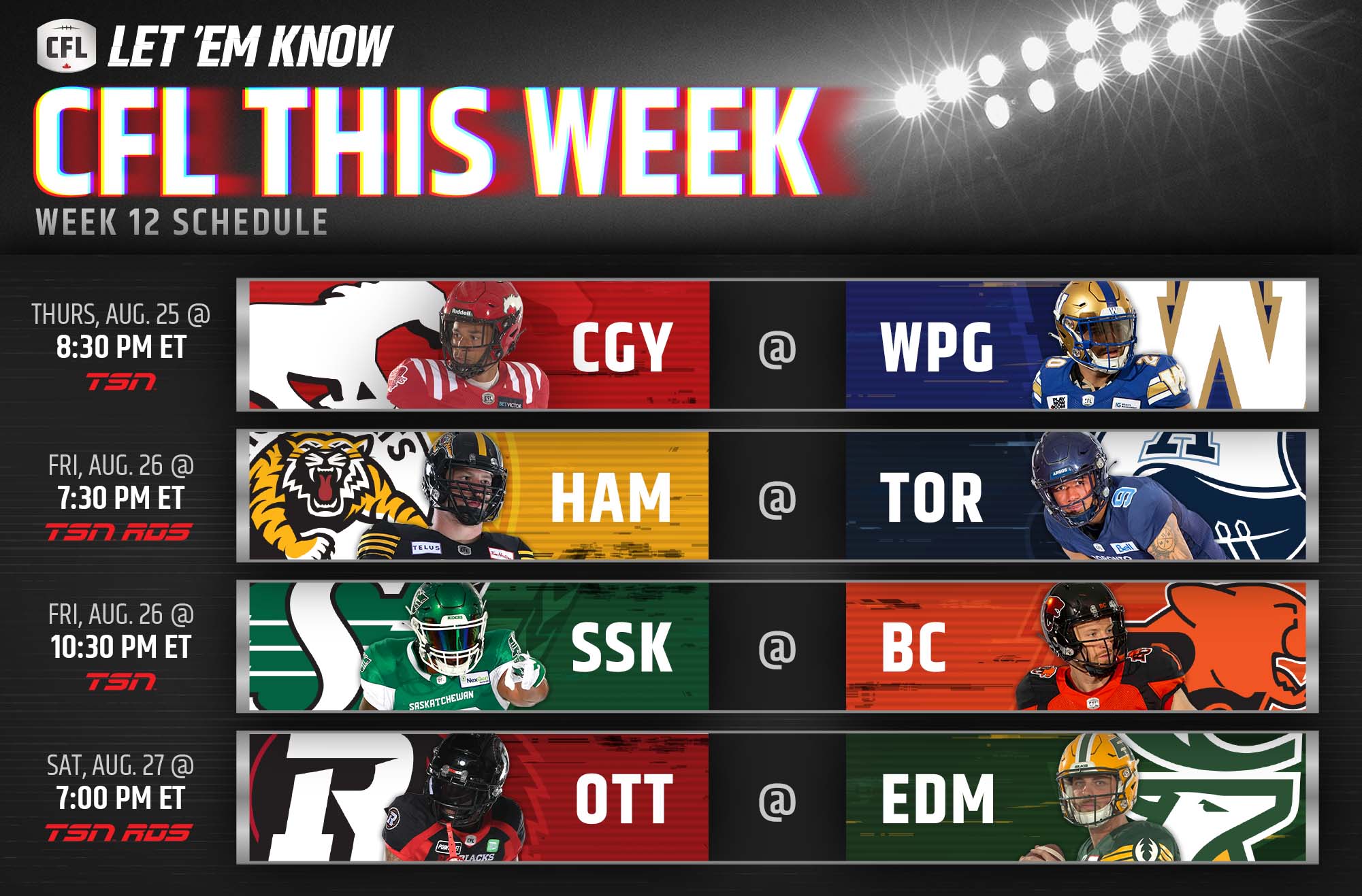 THIS WEEK IN THE CFL – WEEK 12