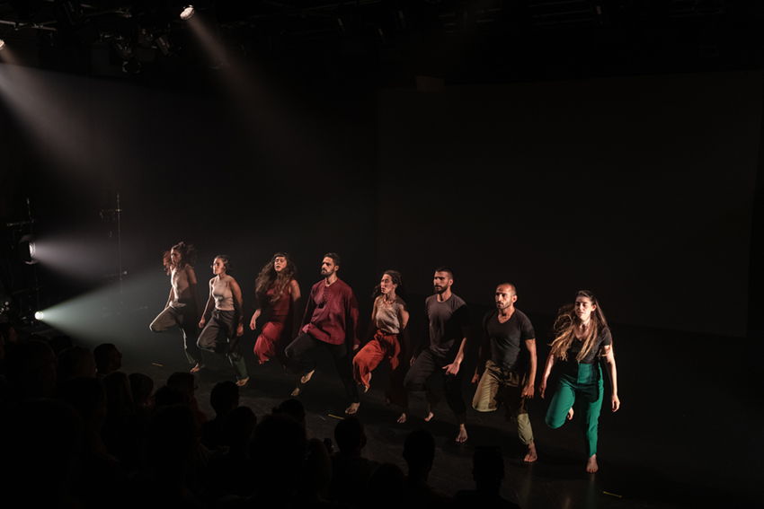 Curfew, a contemporary dance production by Hawiyya Dance Company and El-Funoun Palestinian Dance Troupe. Photo: Michael Kirkham. Courtesy of Liverpool Arab Arts Festival.