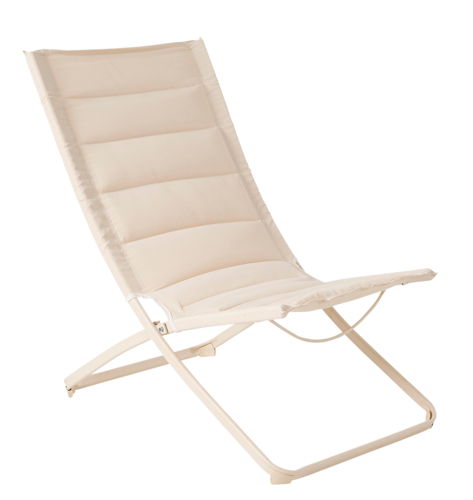 LIZA Chaise pliante, couleur sable, polyester, acier, H87xL57xP85cm, 69€