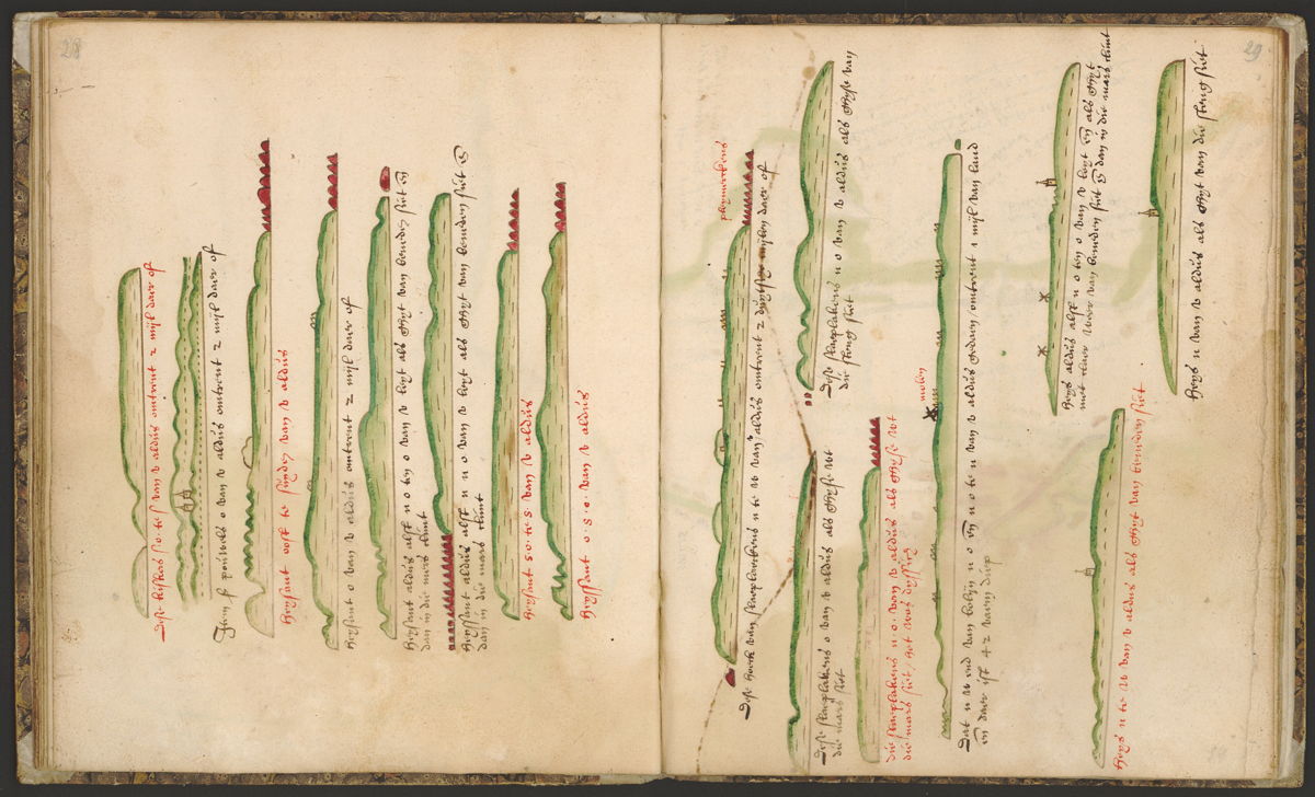 Pagina uit het Zeeboek, uit de collectie van de Erfgoedbibliotheek Hendrik Conscience