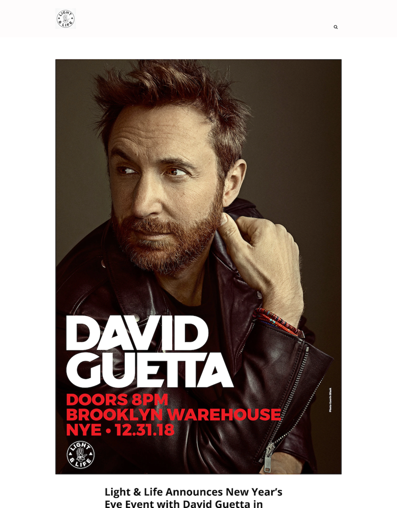 Light & Life Announces New Year’s Eve Event with David Guetta in Brooklyn Warehouse