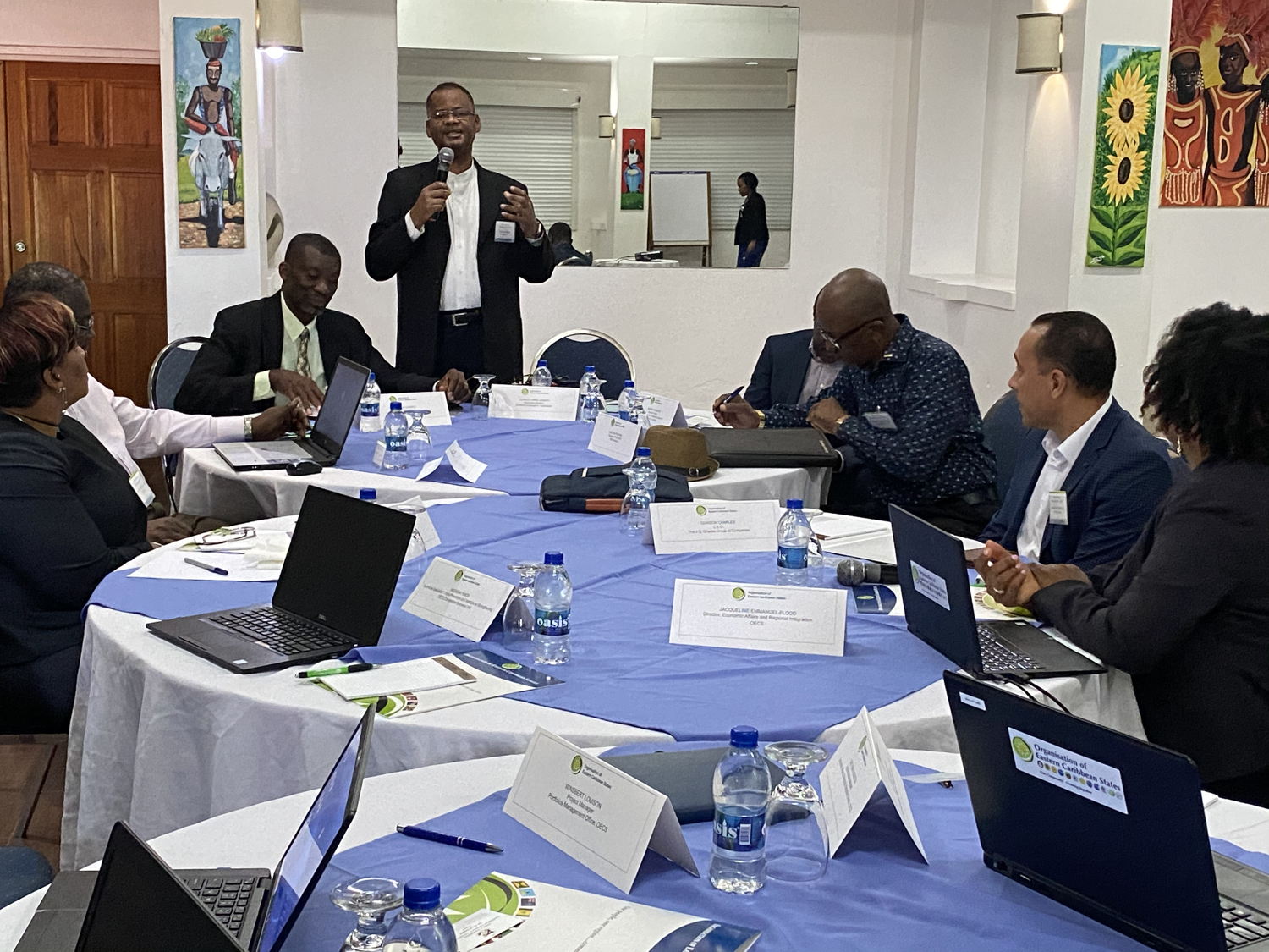 Represensatives of the OECS and ECCB met with members of the OECS Business Council in Antigua and Barbuda in February 2020.