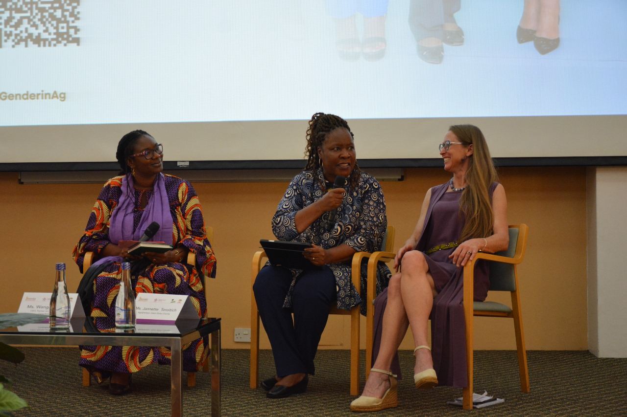 Dr Rebbie Harawa, Director of ICRISAT's Global Research Program, Africa, participates in an IWD2024 panel discussion in Nairobi, Kenya.