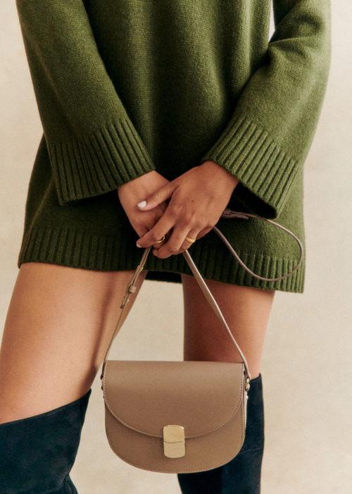 Sézane -Sac CLAUDE Taupe lisse - 345€