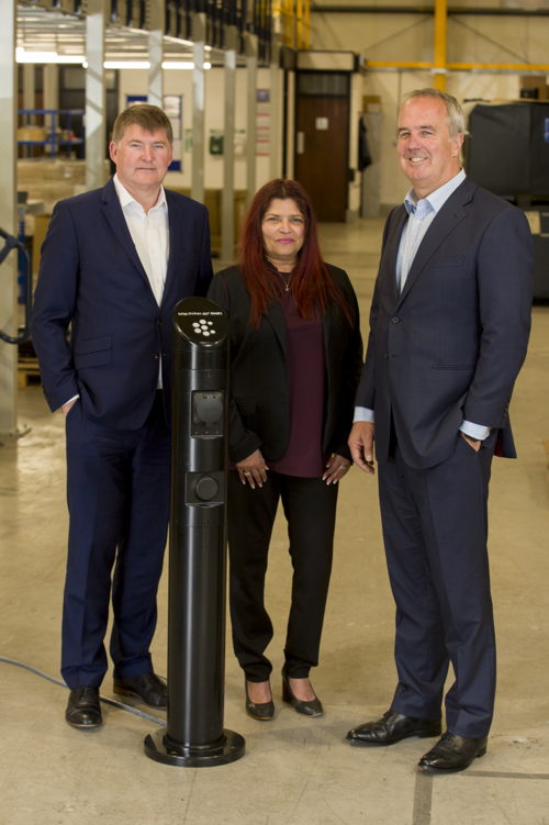 left to right Richard Stobart, Founder char.gy Shamala Evans-Gadgil EV Infrastructure Programme Manager Coventry City Council John Lewis, CEO char.gy