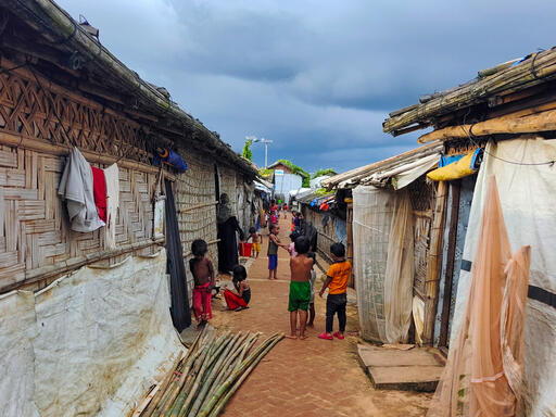 In the evenings, the camps' narrow streets are full of children, a stark reminder of the lack of dedicated play spaces. Cox’s Bazar, Bangladesh, October 2023 © Sahat Zia Hero