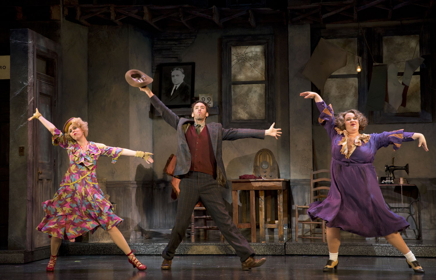 Lucy Werner as Lily, Garrett Deagon as Rooster Hannigan and Lynn Andrews as
Miss Hannigan in “Easy Street"
Photo: Joan Marcus