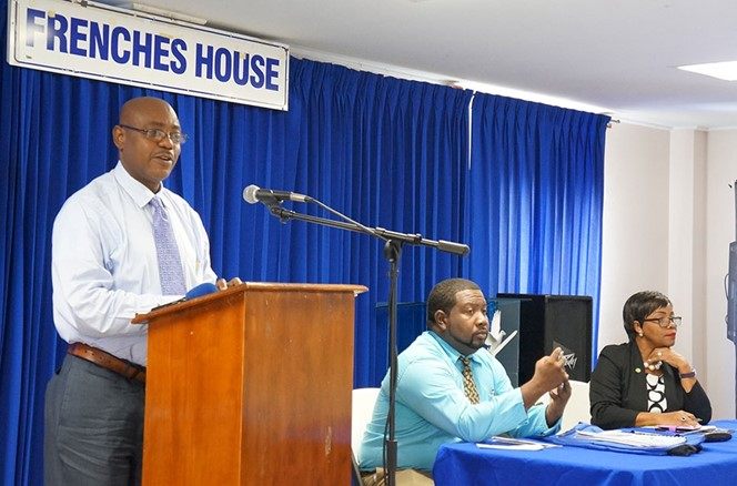 The Hon. Minister Frederick Stephenson delivering the feature address at the opening ceremony.