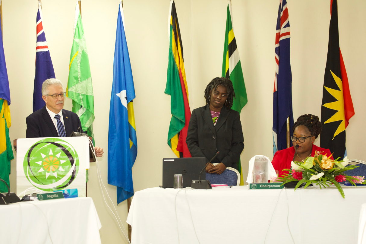 Dr. Godfrey Xuereb, PWR PAHO-ECC,  Dr. Carlene Radix- Head of Health, Hon Delmaude Ryan, Deputy Premier Montserrat and Chair of 5th COMH 