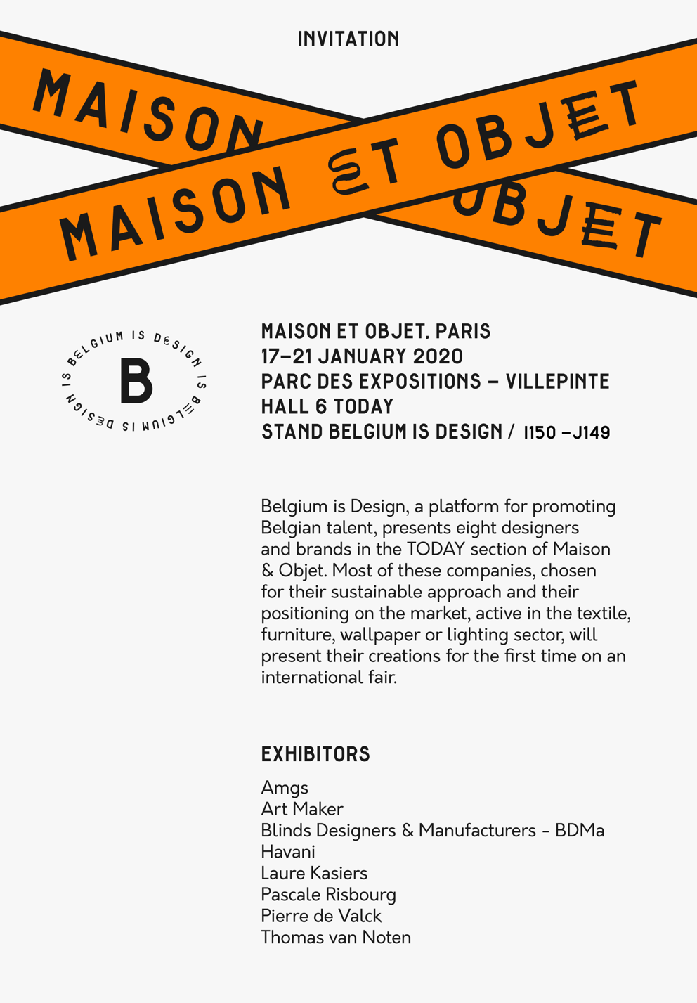 INVITATION: Belgium is Design - Maison&Objet Paris
