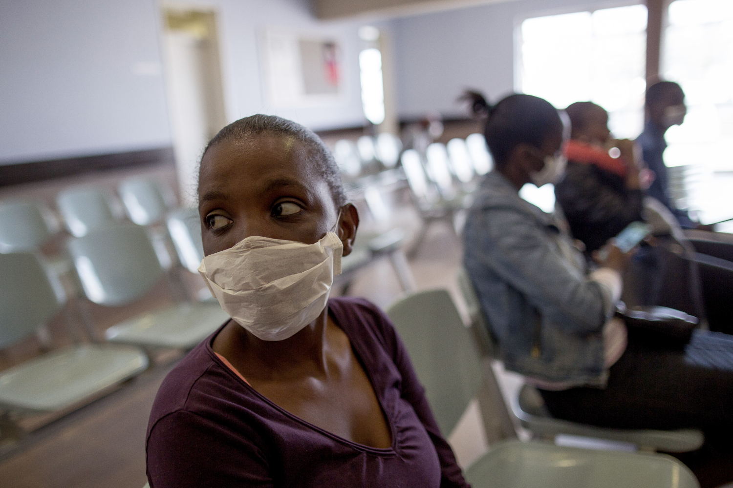 Sibongile waits for her appointment at the Town 2 Clinic, Kuyasa, Khayelitsha, Western Cape, South Africa.

Simbongile’s current DR-TB regimen: bedaquiline, linezolid, clofazimine, terizidone, levofloxacin, pyrazinamide. Photographer: Sydelle WIllow Smith