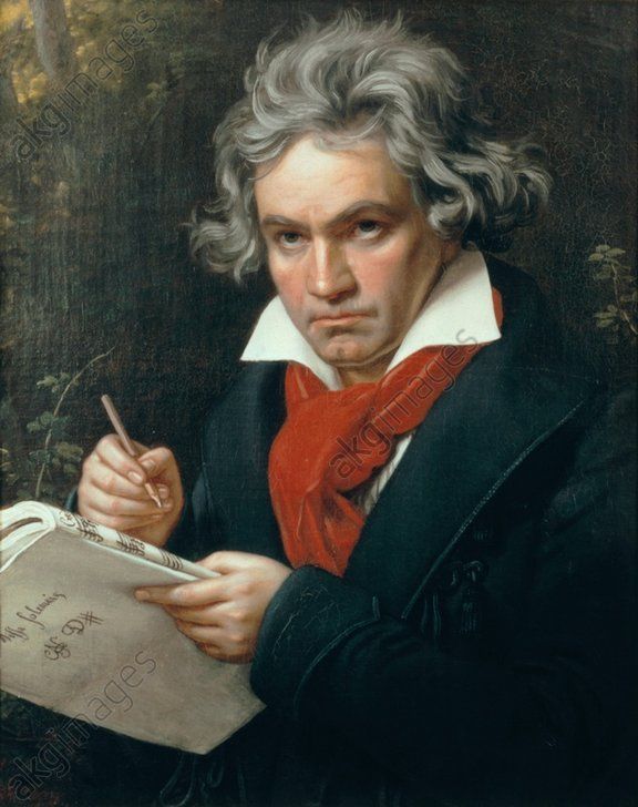 AKG290041 - Beethoven with the manuscript of the “Missa solemnis”. Painting, 1819, by Joseph Karl Stieler