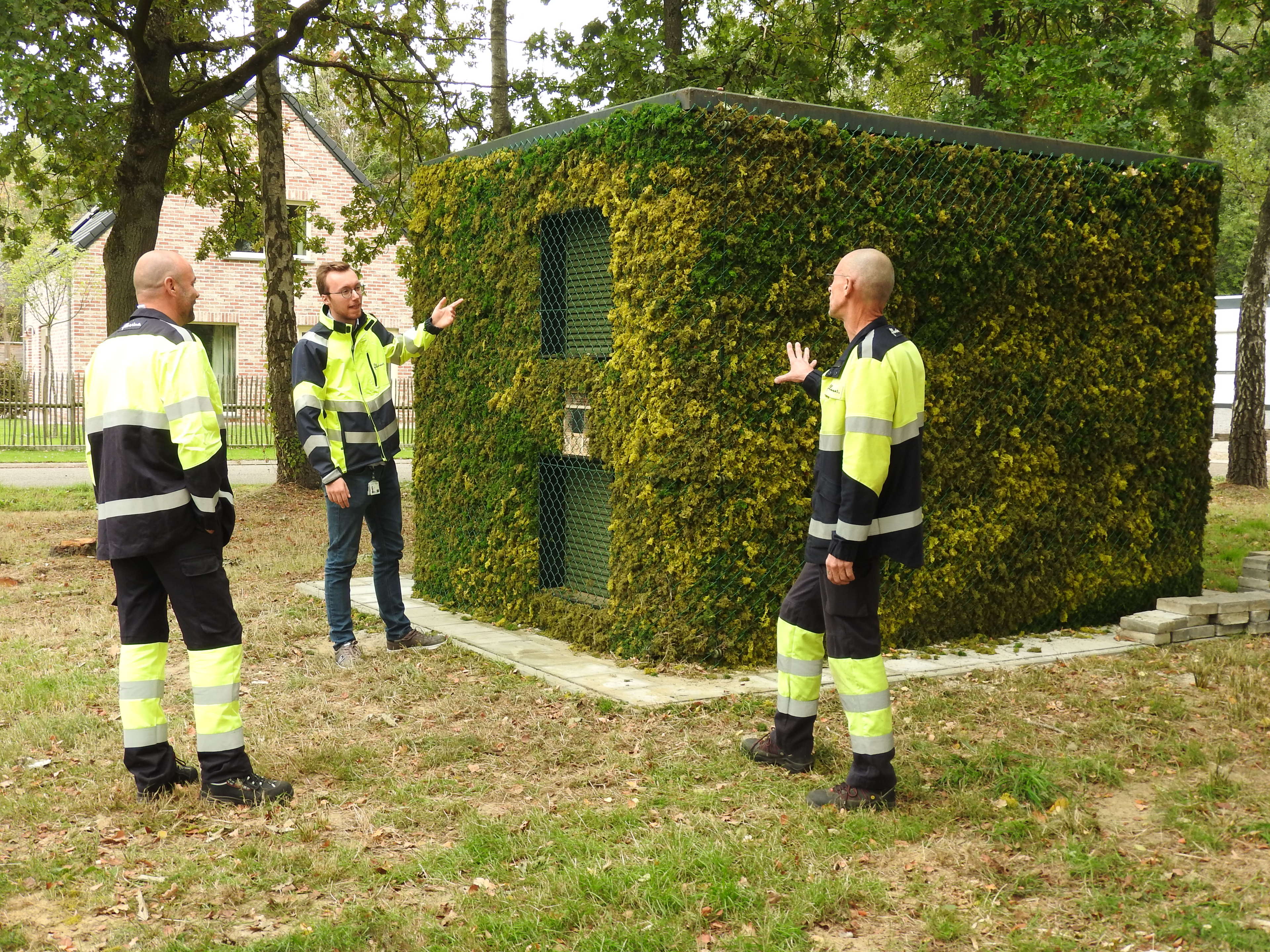 Fluvius-cabine in groen jasje in Diepenbeek 