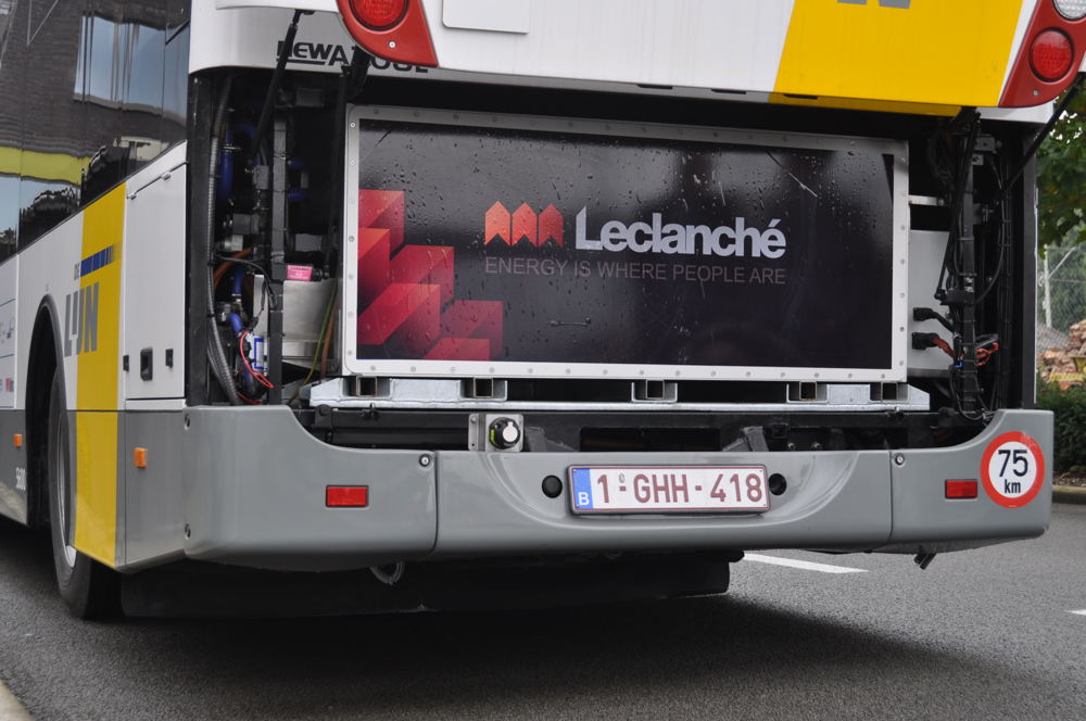 The Leclanché battery of an inductively charged, fully electric bus. 