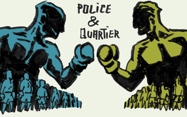 Brusselse politie en nemen het tegen elkaar op in een het MIMA