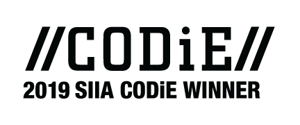 CODiE Winner logo - Black on transparent background