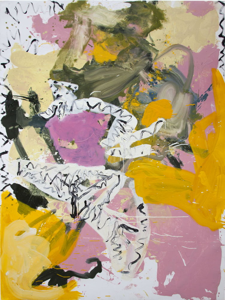 ANKE WEYER,
Stick Shift, 2017. Oil and acrylic on canvas. Courtesy Tim van Laere Gallery, Antwerp.