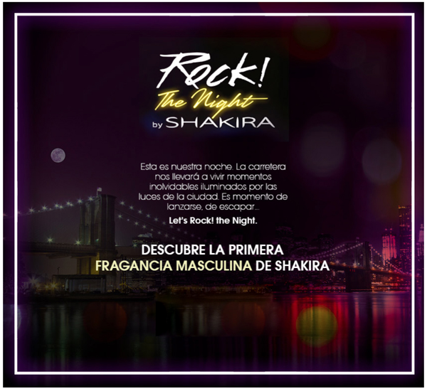 Shakira lanza: Rock The Night by Shakira, que incluye la primer fragancia para hombre