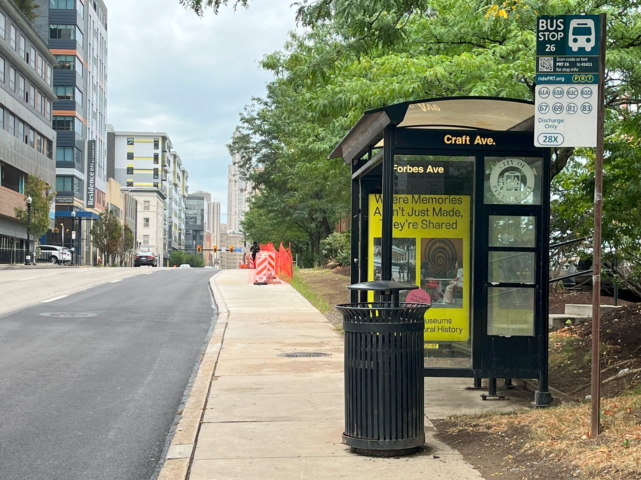 Bus stop at Forbes and Craft avenues