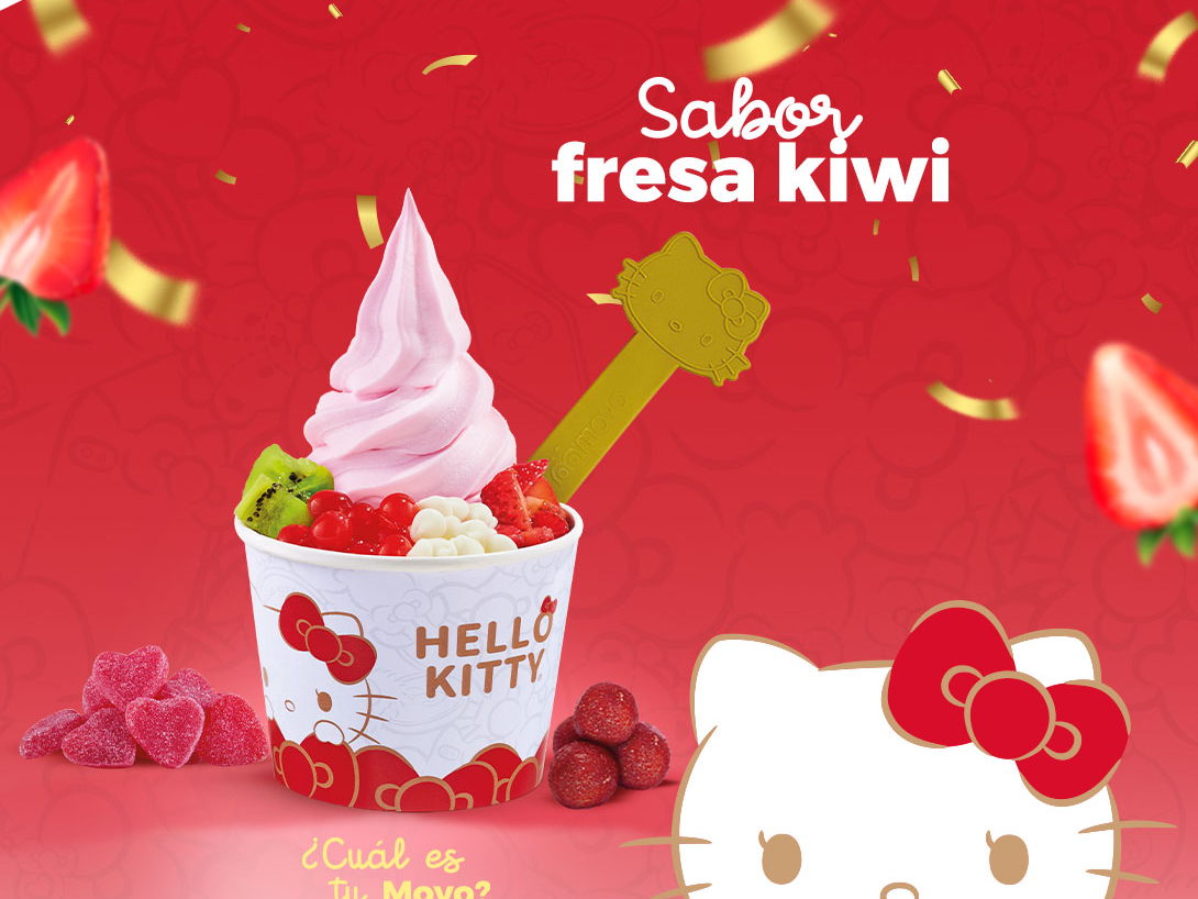 Un festejo lindo: 50 años de Hello Kitty con nuevo Moyo sabor fresa-kiwi 
