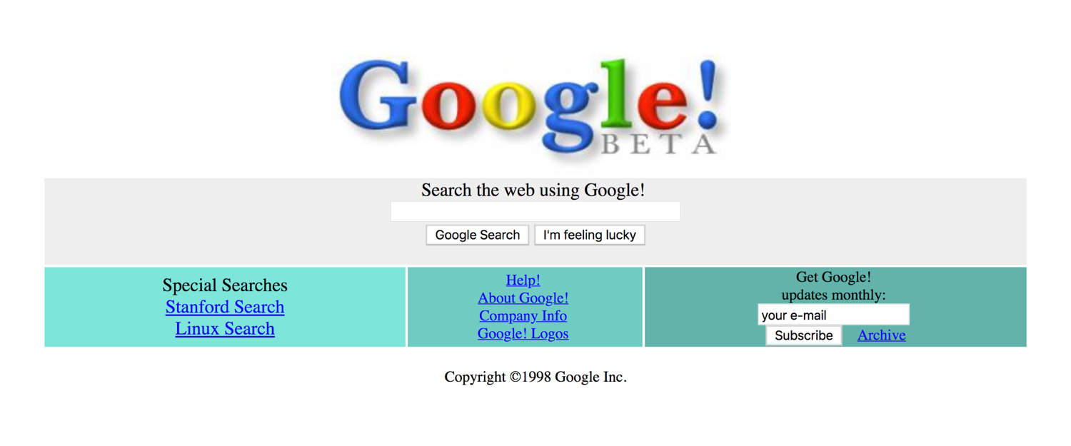 An early version of the Google homepage