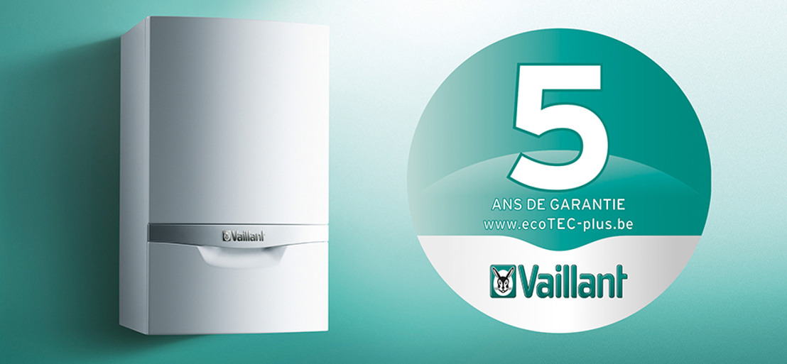 Batibouw 2015: Vaillant élargit encore sa gamme de produits avec un boiler thermodynamique très rentable et rappelle les 5 ans de garantie sur sa chaudière à condensation au gaz ecoTEC plus