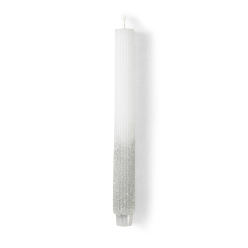 RIBGLI CANDLE WHITE 25CM SILVER €4,95