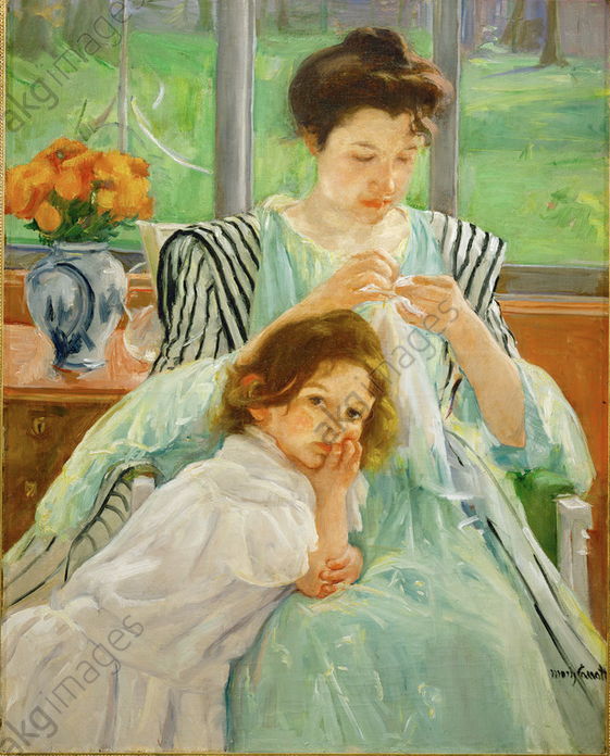 “Young mother sewing”,  c. 1890. AKG218820