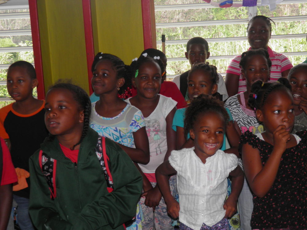 Schools students during the Toy Drive to Dominica.