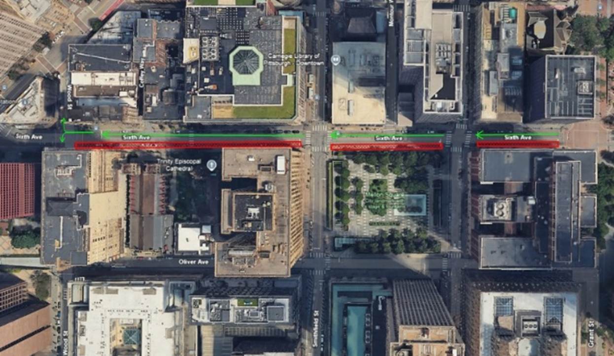 Aerial view of traffic detour for phase three (starting May 21) Aerial view of traffic detour for phase three (starting May 21)