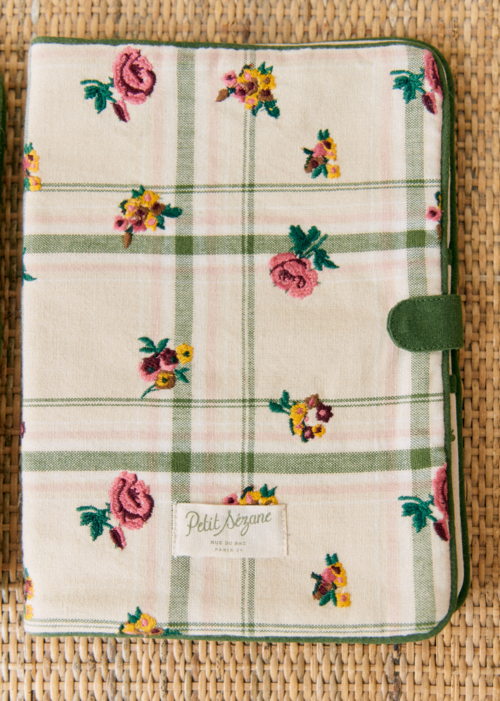 Petit Sézane - Protège carnet de santé carreaux beige