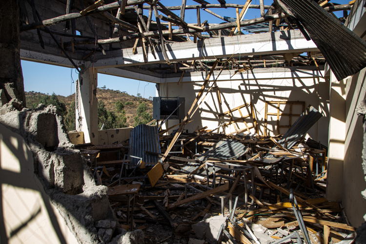 A destroyed classroom at Tsegay Berhe school in Adwa, central Tigray. The school was hit by rockets at the start of the conflict in this northern Ethiopian region. Photographer: Igor G. Barbero / MSF A destroyed classroom at Tsegay Berhe school in Adwa, central Tigray. The school was hit by rockets at the start of the conflict in this northern Ethiopian region. Photographer: Igor G. Barbero / MSF