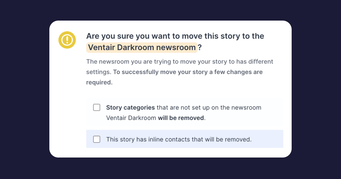Moving a story from one site to another