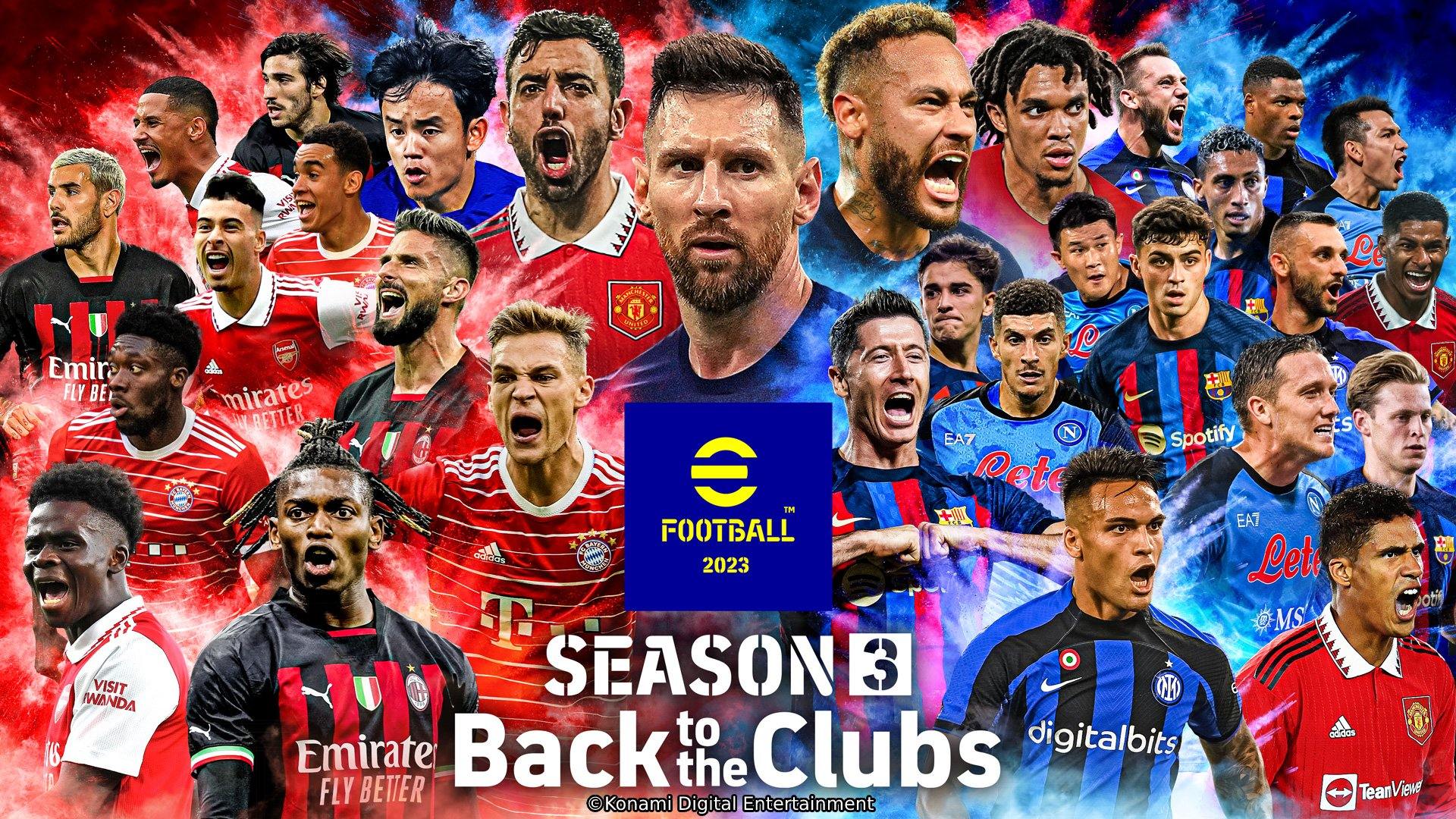 97 VEREINE DER GROßEN EUROPÄISCHEN LIGEN AUS ENGLAND, FRANKREICH, SPANIEN UND ITALIEN AB SOFORT IM PROBESPIELMODUS VON eFootball™ 2023 ENTHALTEN