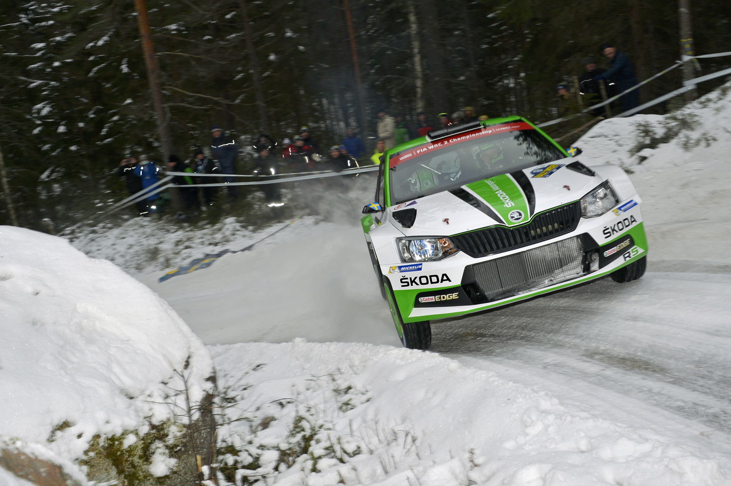 Pontus Tidemand and Jonas Andersson lead after day two of their home rally.