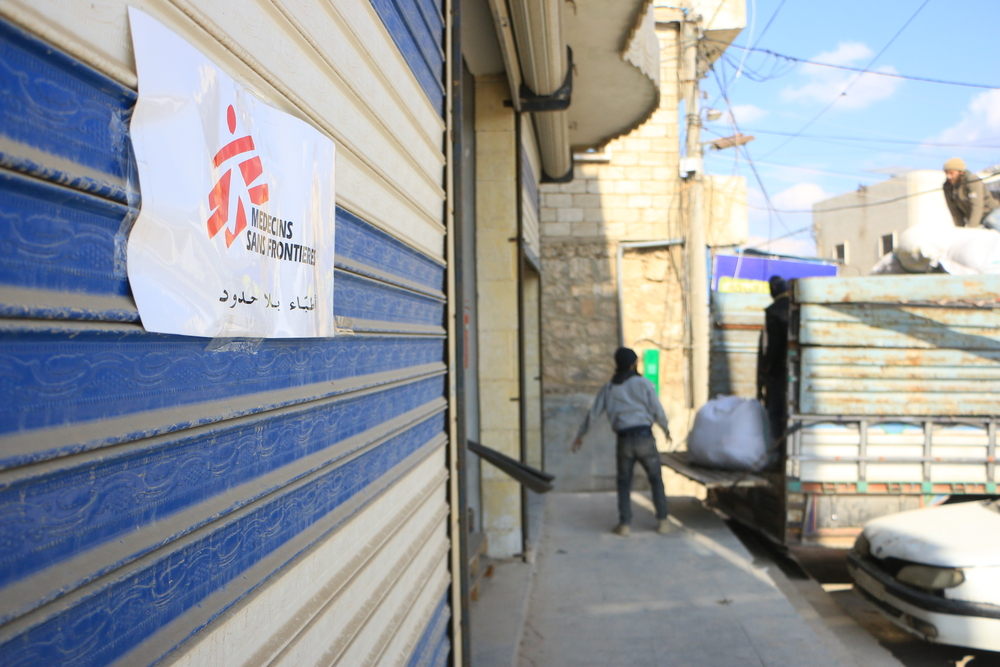 MSF team members load trucks with necessities for distribution to earthquake victims. February 11, 2023. Photographer: Abdul Majeed Al Qareh
