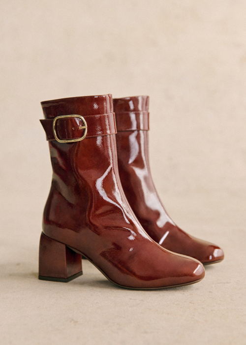 Sézane - Bottines MARGOT Acajou vernis - 210€